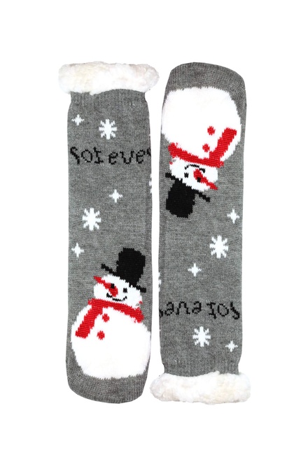 Snowman vianočné teplé ponožky detské CW232 šedá veľkosť: 27-30