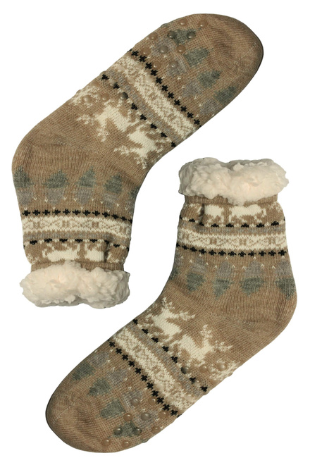 Nórsky vzor béžové ponožky s baránkom 1133 béžová veľkosť: 39-41