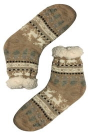 Nórsky vzor béžové ponožky s baránkom 1133