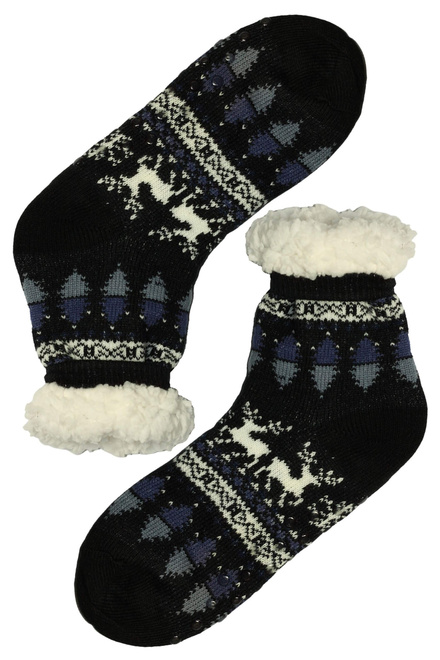 Nórsky vzor Black ponožky s baránkom 1133