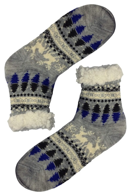 Nórsky vzor Grey ponožky s baránkom 1133 svetlošedá veľkosť: 39-41