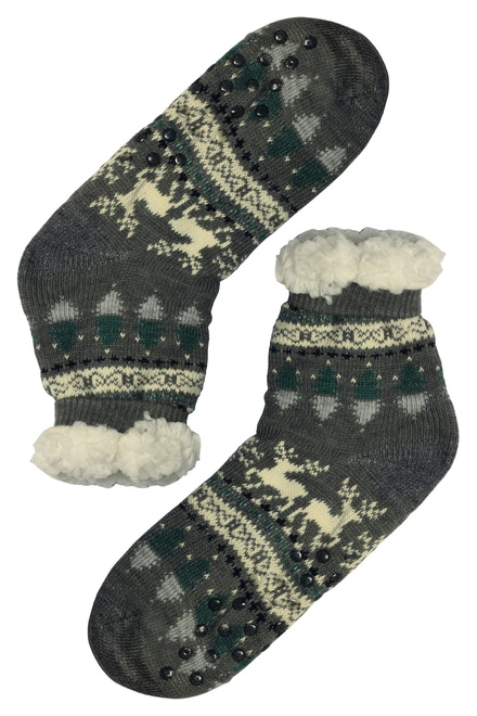 Nórsky vzor šedé ponožky s baránkom 1133
