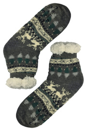 Nórsky vzor šedé ponožky s baránkom 1133