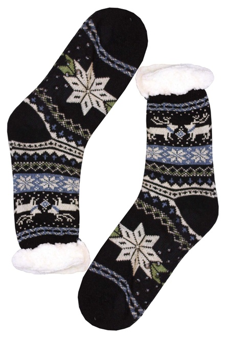 Polaris black teplé ponožky s baránkom MC 112