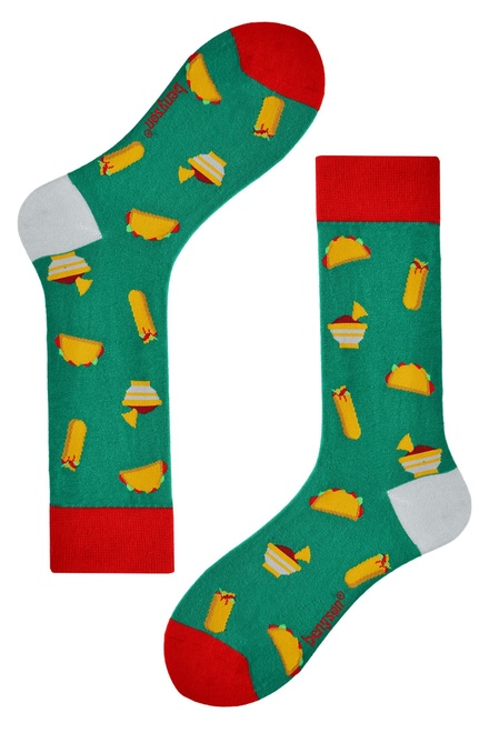 Fast food veselé ponožky s obrázkami 055 zelená veľkosť: 35-38
