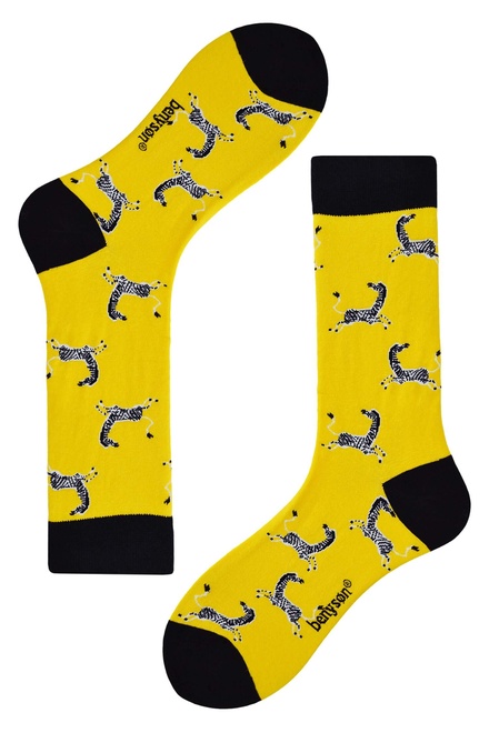 ZOO zebra farebné ponožky unisex 044 žltá veľkosť: 42-46