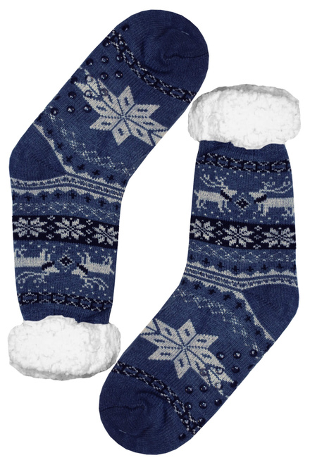 Polaris blue teplé ponožky s baránkom MC 112 šedomodrá veľkosť: 39-42