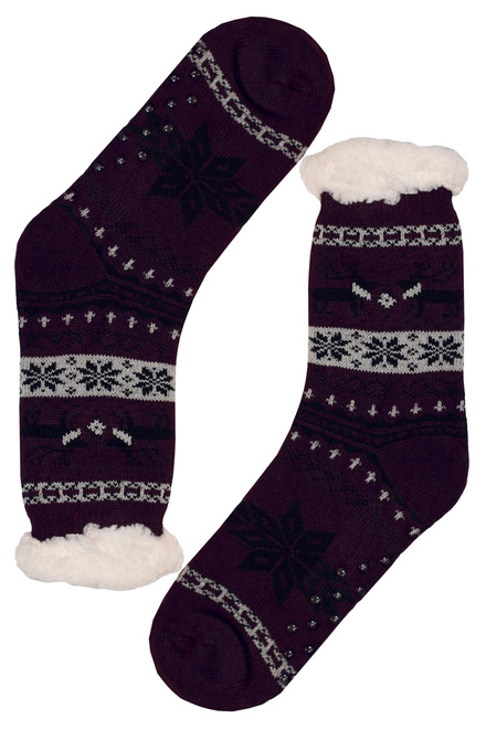 Polaris purple teplé ponožky s baránkom MC 112 tmavo fialová veľkosť: 39-42