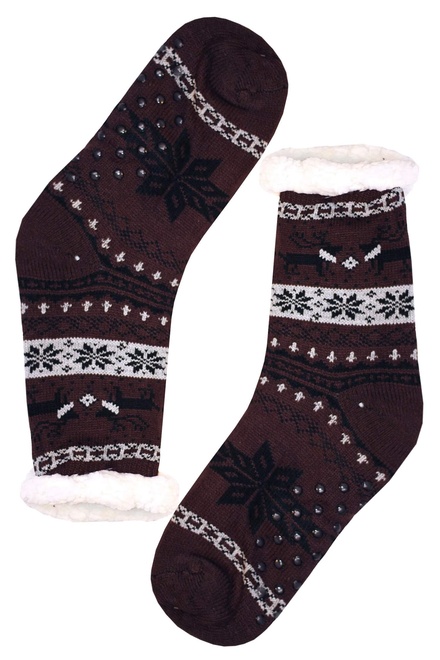 Polaris brown teplé ponožky s baránkom MC 112