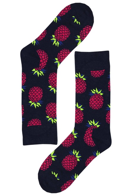 Crazy Pineapple dámske bavlnené ponožky tmavo modrá veľkosť: 35-38