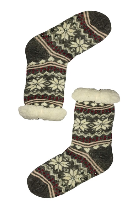 Dámske ponožky šedé s baránkom M040