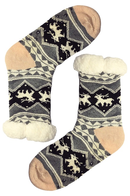 Teplé ponožky s baránkom tmavošedé B01