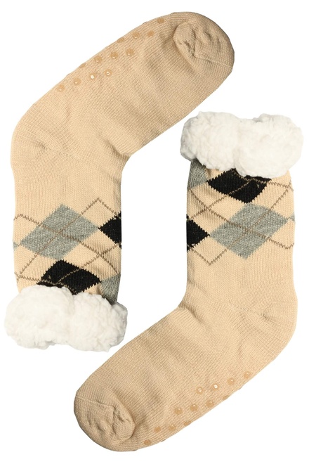 Teplé zimné ponožky kávové B01 svetlo béžová  veľkosť: 39-42