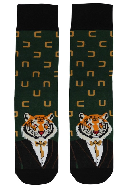 Tiger gentleman veselé ponožky 0549 tmavo zelená veľkosť: 44-46