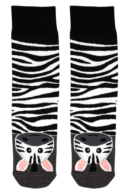 Veselé vysoké ponožky zebra 1979 šedá veľkosť: 41-43