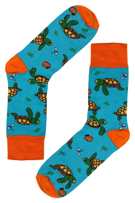 Veselé vysoké ponožky korytnačka 0549 modrá veľkosť: 44-46