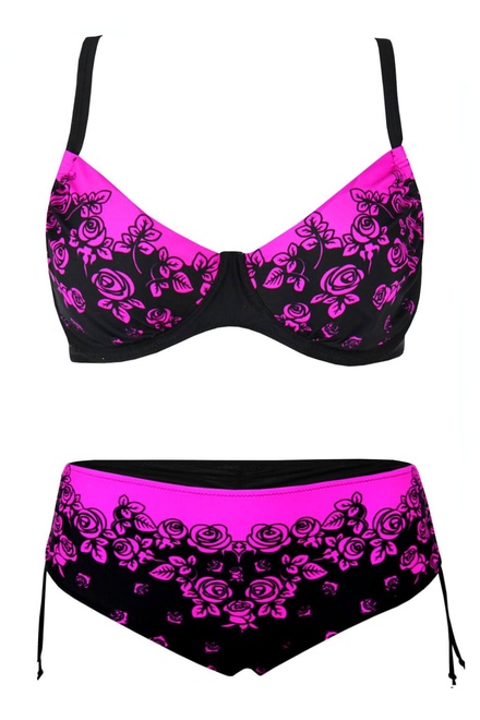 Pink Rose dvoudielne plavky pre plnoštíhle čierna veľkosť: 3XL