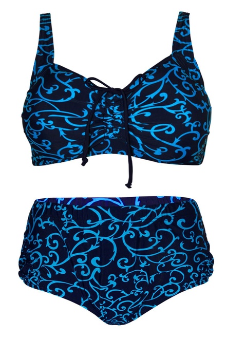 Harley Max Blue dvojdielne plavky pre plnoštíhle modrá veľkosť: 6XL