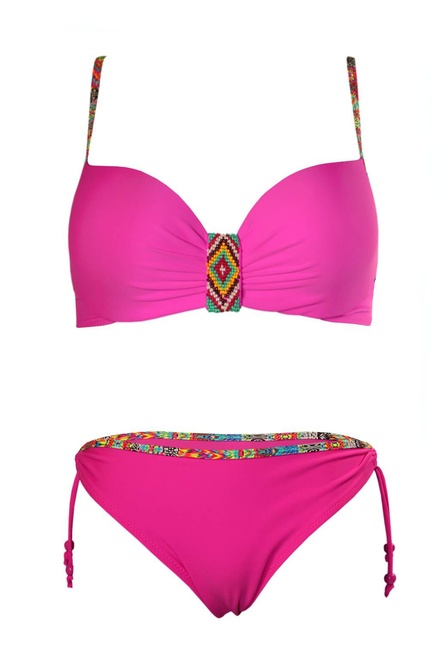 Donna - žiarivé plavky s korálkami S945 žiarivá ružová veľkosť: XL