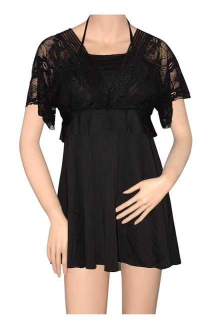 Amarante šaty plavkový overal čipka 657  čierna veľkosť: UNI