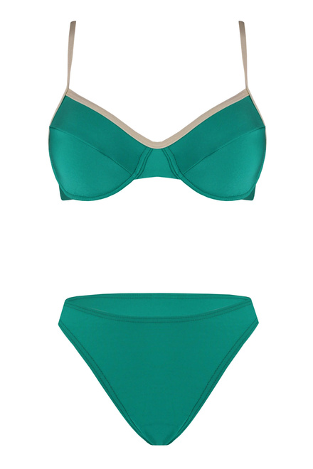 Nina dámske nevystužené plavky s kosticami olivová zelená veľkosť: XL