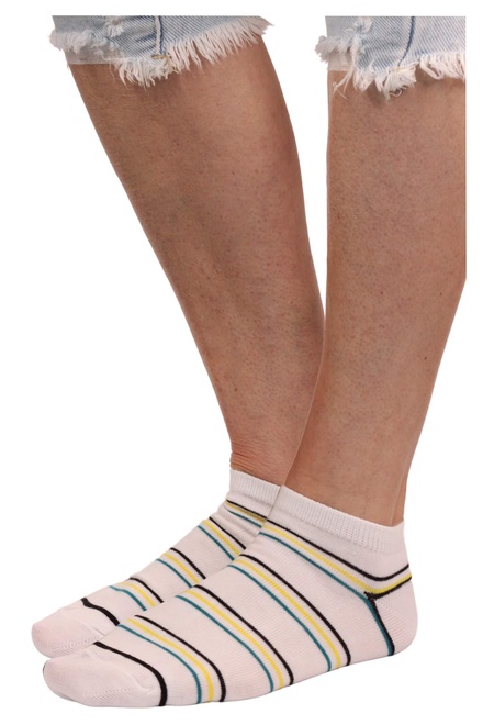 Bellinda ponožky - pánske nízke bavlnené s prúžkami biela veľkosť: 43-46